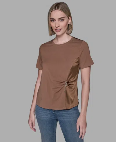 Karl Lagerfeld Women's Crew Neck Blouse In Brown