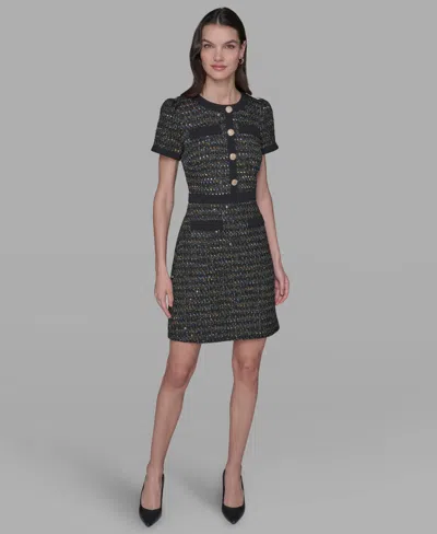 Karl Lagerfeld Women's Crew Neck Sheath Dress In Black