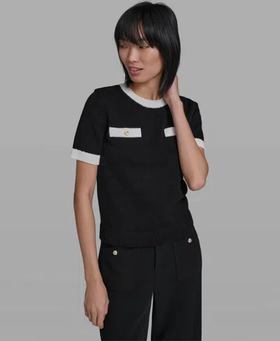 Karl Lagerfeld Women's Crew Neck Short-sleeve Sweater In Black