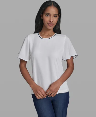 Karl Lagerfeld Women's Crew Neck Short-sleeve Top In White