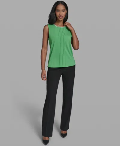 Karl Lagerfeld Women's Crew Neck Sleeveless Blouse In Green