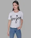 Karl Lagerfeld Women's Crewneck Bonjour Printed T-shirt In White