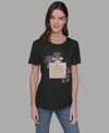 Karl Lagerfeld Women's Crewneck Embellished Perfume Bottle T-shirt In Black