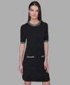 Karl Lagerfeld Women's Crewneck Embellished Shift Dress In Black