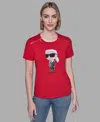 Karl Lagerfeld Women's Crewneck Embellished Zip Shoulder T-shirt In Red