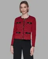 Karl Lagerfeld Women's Crewneck Pocket Detail Cardigan In Red