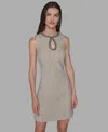 Karl Lagerfeld Tweed Keyhole Shift Dress In Multi
