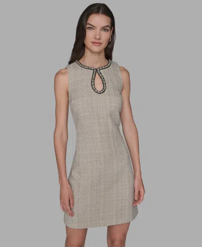 Karl Lagerfeld Women's Crewneck Shift Dress In Gray