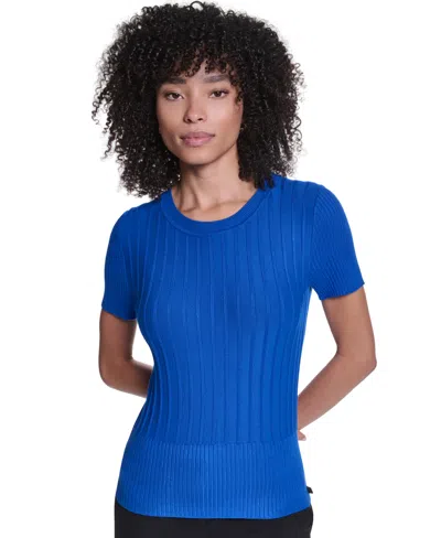 Karl Lagerfeld Women's Crewneck Short-sleeve Sweater In Electric Blue