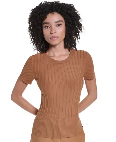 Karl Lagerfeld Women's Crewneck Short-sleeve Sweater In Sepia
