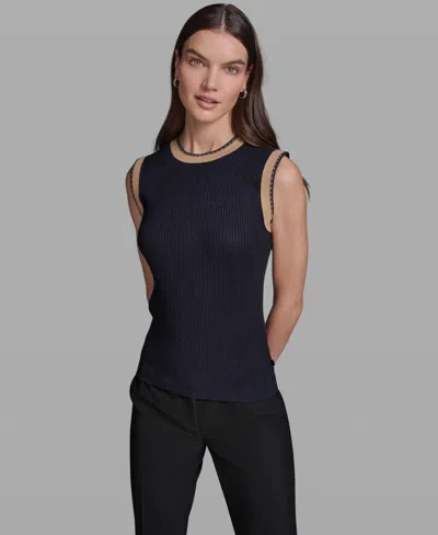 Karl Lagerfeld Women's Crewneck Sleeveless Sweater In Black
