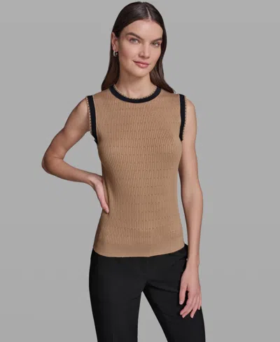Karl Lagerfeld Women's Crewneck Sleeveless Sweater In Brown