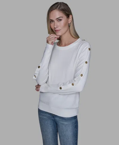 Karl Lagerfeld Women's Crewneck Sweater In White