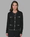 Karl Lagerfeld Women's Crewneck Textured Cardigan In Black