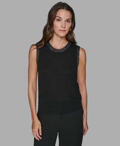 Karl Lagerfeld Women's Crewneck Textured Sweater In Black