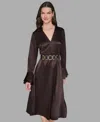 Karl Lagerfeld Women's Crinkle Long Sleeves Midi Dress In Brown