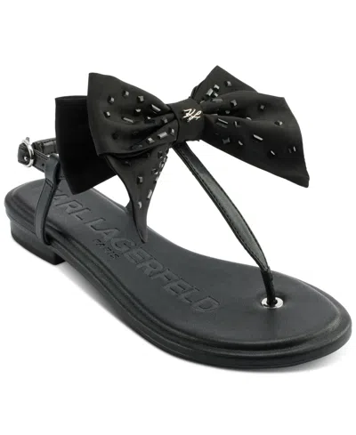 Karl Lagerfeld Women's Cristi Bow Flat Sandals In Black