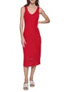 Karl Lagerfeld Women's Crochet Knit Sleeveless Midi-dress In Red