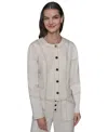 Karl Lagerfeld Women's Cropped Denim Jacket In White