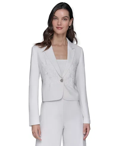 Karl Lagerfeld Women's Cropped Embroidered Blazer