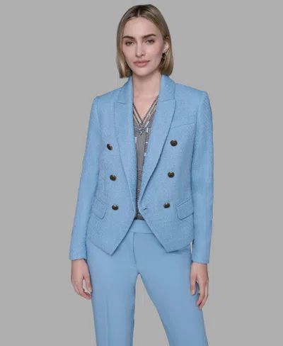 Karl Lagerfeld Women's Cropped Long Sleeves Jacket In Blue