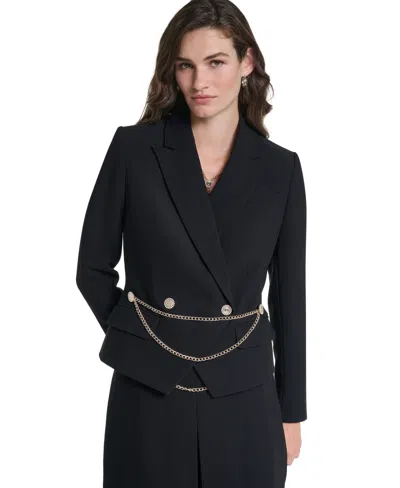 Karl Lagerfeld Women's Cropped Notch Collar Blazer In Black