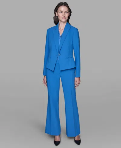 Karl Lagerfeld Women's Cropped One Button Jacket In Blue