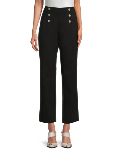 KARL LAGERFELD WOMEN'S CRYSTAL BUTTON PONTE PANTS