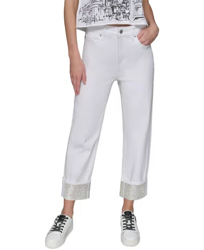 Karl Lagerfeld Women's Crystal-cuff Jeans