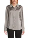 Karl Lagerfeld Women's Crystal-embellished Collar Satin Shirt In Gray