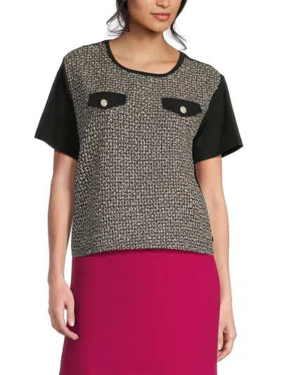 KARL LAGERFELD WOMEN'S CRYSTAL-EMBELLISHED TWEED TOP
