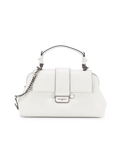 Karl Lagerfeld Women's Dara Leather Satchel Bag In White