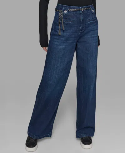 Karl Lagerfeld Women's Denim Wide-leg Jeans In Blue
