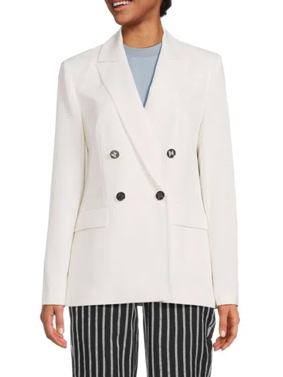 Karl Lagerfeld Women's Double Breasted Blazer In Soft White
