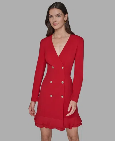 Karl Lagerfeld Women's Double-breasted Jacket Dress In Red