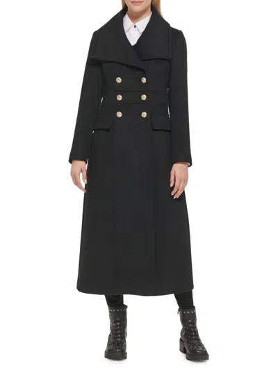 Karl Lagerfeld Women's Double Breasted Military Coat In Black