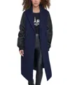 Shop Karl Lagerfeld Women's Double-breasted Notch-collar Coat In Navy