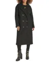 Karl Lagerfeld Women's Double-breasted Overcoat, Created For Macy's In Black