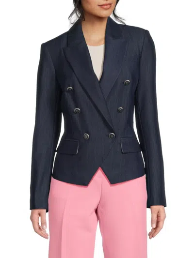 Karl Lagerfeld Women's Double-breasted Stretch Woven Peak-lapel Blazer
