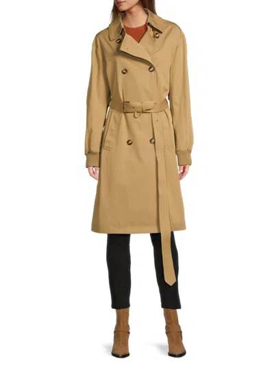 Karl Lagerfeld Women's Double-breasted Tie-waist Trenchcoat In Brown
