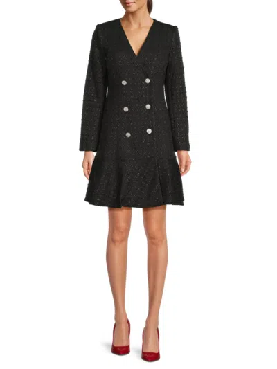 Karl Lagerfeld Tweed Blazer Dress In Black Silver