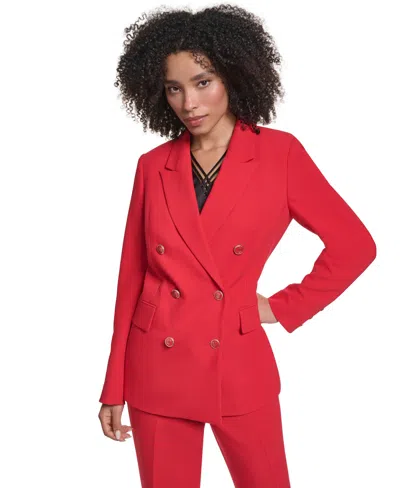 Karl Lagerfeld Women's Double-breasted Shoulder-padded Blazer In Red