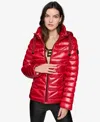 Karl Lagerfeld Women's Drawstring Puffer Coat In Red