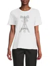 Karl Lagerfeld Women's Eiffel Tower Bow T-shirt In White