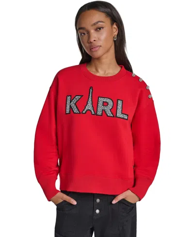 Karl Lagerfeld Women's Eiffel Tower Graphic Sweatshirt In Red