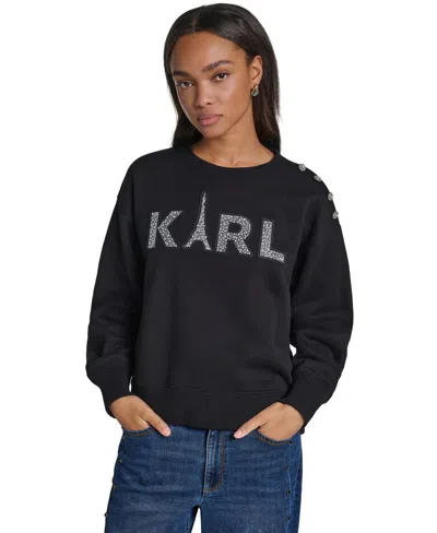 Karl Lagerfeld Women's Eiffel Tower Graphic Sweatshirt In Black