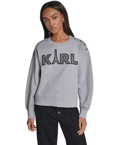 Karl Lagerfeld Women's Eiffel Tower Graphic Sweatshirt In Gray