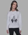 Karl Lagerfeld Womens Eiffel Bow Detail Sweatshirt P Xs Xl In White