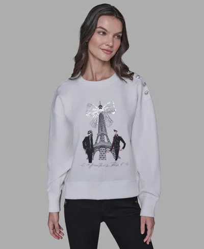 KARL LAGERFELD WOMEN'S EIFFEL TOWER PRINT SWEATER