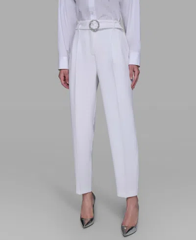 Karl Lagerfeld Women's Embellished Belt Pants In White